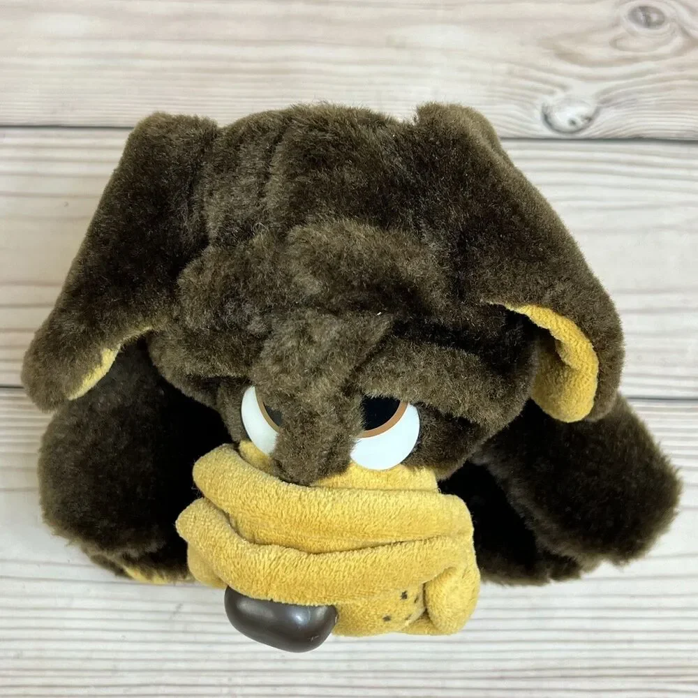 Vintage 70s Puppy Hound Dog Plush Brown 8” Sad Eyes Floppy Ears Stuffed Animal
